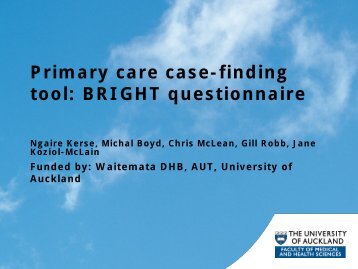 Primary care case-finding tool: BRIGHT questionnaire