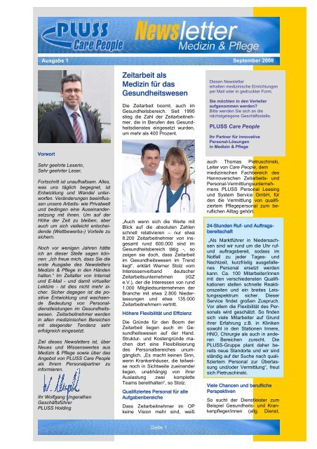 Care People Newsletter Vol. 1, Sep 2008 - PLUSS