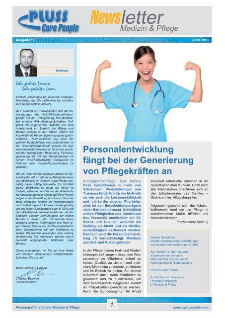 Care People Newsletter Vol. 17, Apr 2013 - PLUSS