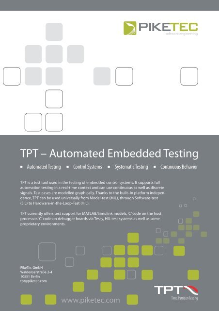 Piketech TPT – Automated Embedded Testing - PikeTec