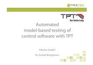 Automated model-based testing of control software with TPT - PikeTec
