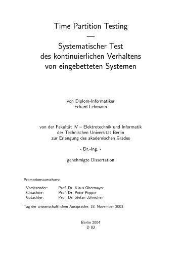 Time Partition Testing — Systematischer Test des ... - Opus