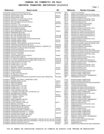 camara de comercio de reporte tramites recibidos 12122012 cali