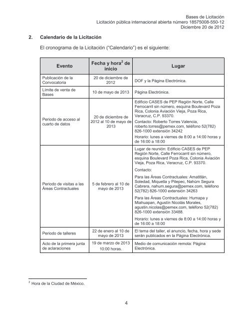 Bases licitación - Contratos Integrales EP - PEMEX.com