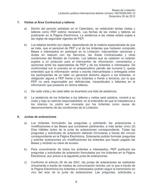 Bases licitación - Contratos Integrales EP - PEMEX.com
