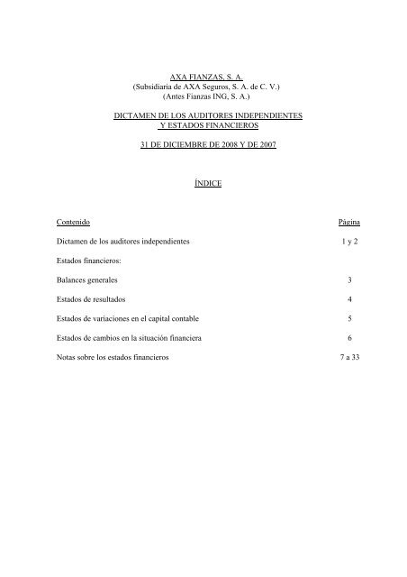 AXA FIANZAS, S. A. (Subsidiaria de AXA Seguros ... - AXA México