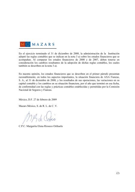 AXA FIANZAS, S. A. (Subsidiaria de AXA Seguros ... - AXA México