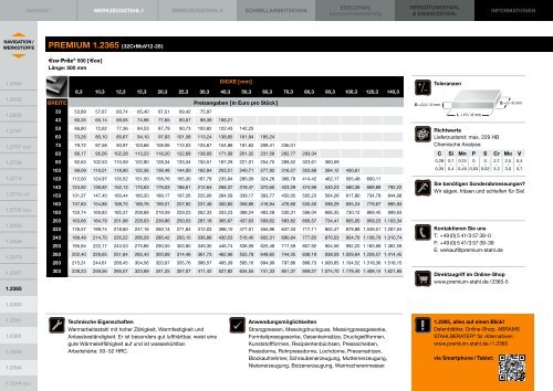 Preisliste - Abrams Premium Stahl