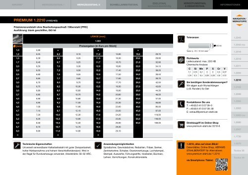 Preisliste - Abrams Premium Stahl
