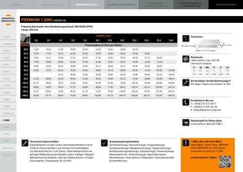 Preisliste - Abrams Premium Stahl