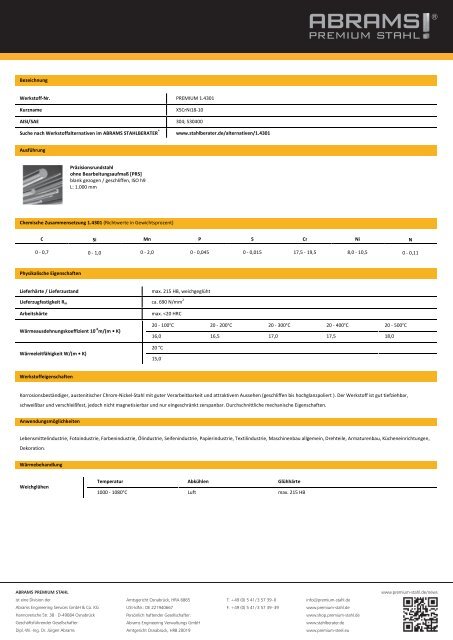 1.4301 - Abrams Premium Stahl