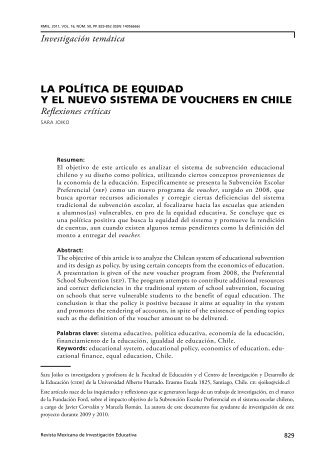 la política de equidad y el nuevo sistema de vouchers en chile
