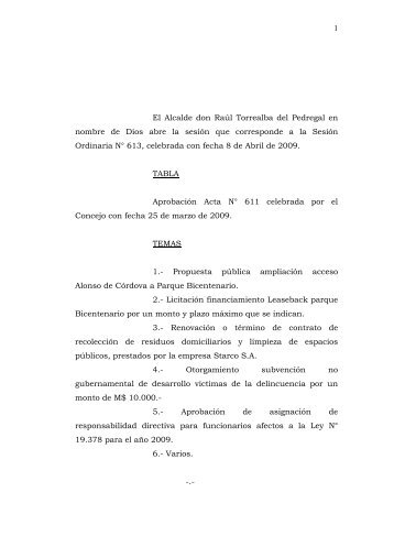 1 El Alcalde don Raúl Torrealba del Pedregal en nombre de Dios ...