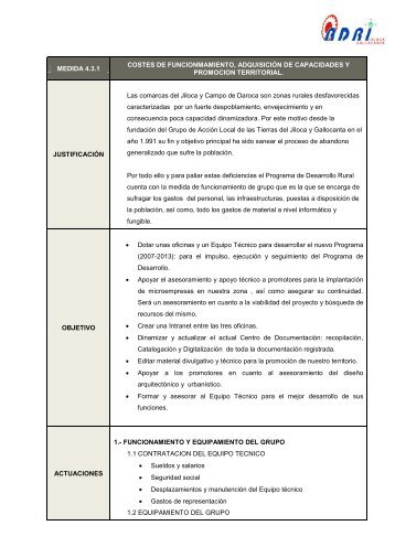 MEDIDA 4.3.1 COSTES DE FUNCIONMAMIENTO ... - Adri