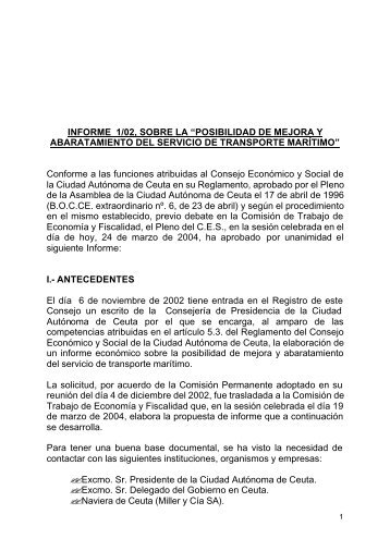 Informe 1/2002 - Ciudad Autónoma de Ceuta