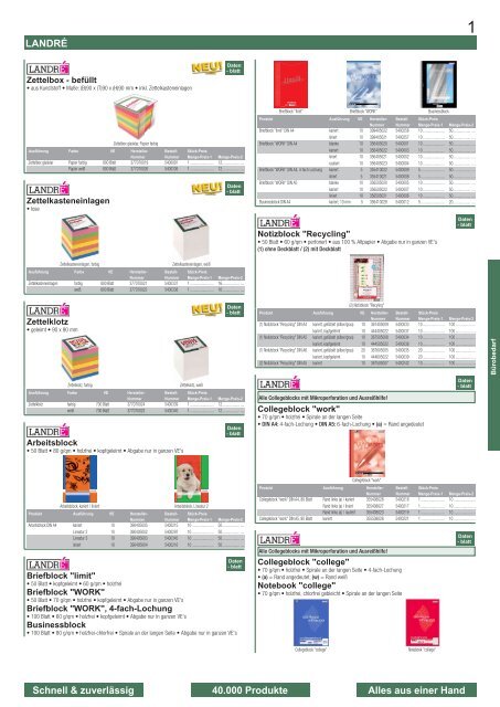 Alles aus einer Hand Schnell & zuverlässig 40.000 Produkte LANDRÉ