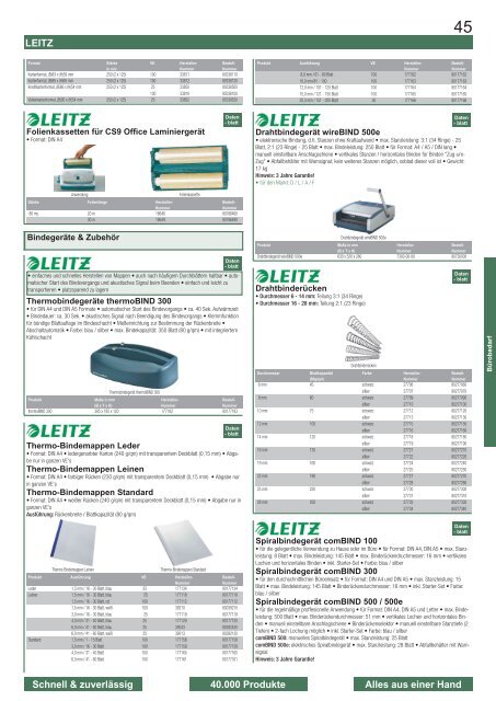 Alles aus einer Hand Schnell & zuverlässig 40.000 Produkte LEITZ