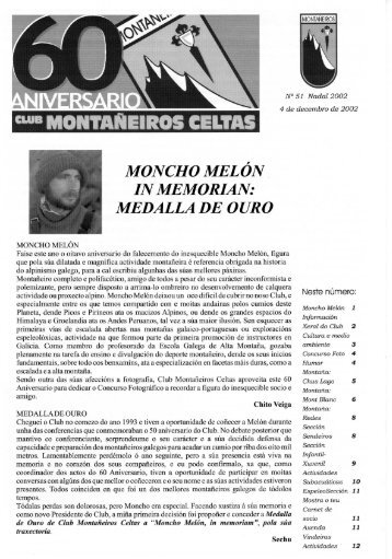 moncho melón inmemorian: medalla de ouro - Club Montañeiros ...