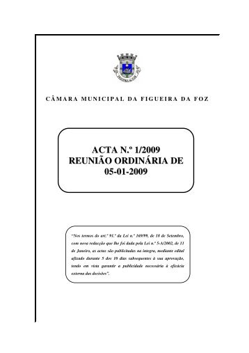 ACTA N.º 1/2009 REUNIÃO ORDINÁRIA DE 05-01-2009