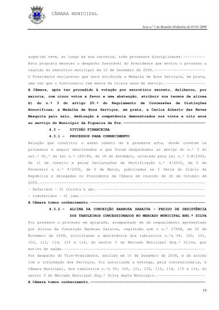 ACTA N.º 1/2009 REUNIÃO ORDINÁRIA DE 05-01-2009