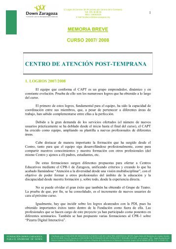 2008 Centro de Atención Post- Temprana - Down Zaragoza