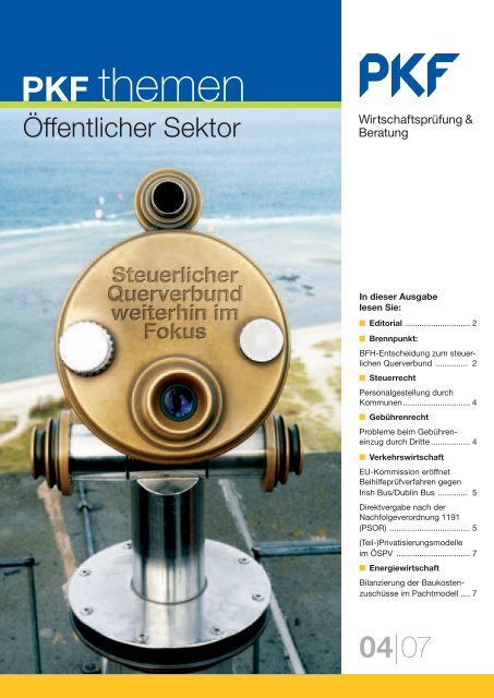 Heft4 11/2007 Steuerlicher Querverbund weiterhin im Focus