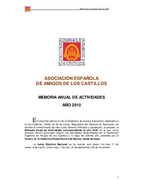 Memoria general de actividades 2010 - Asociación Española de ...