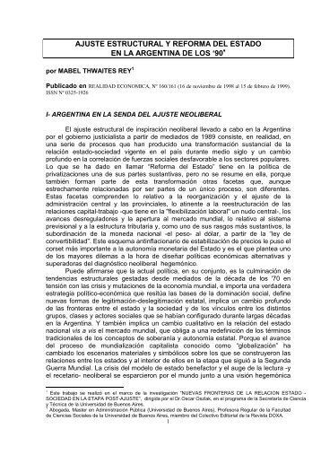 ajuste estructural y reforma del estado en la argentina de los