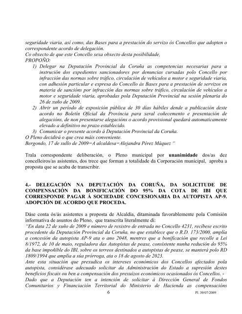 acta pleno 30 de xullo de 2009 - Concello de Bergondo