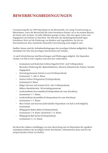 BEWERBUNGSBEDINGUNGEN - Privatschulverband NRW e.V.