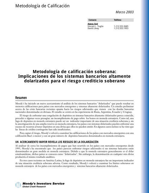 Metodología de calificación soberana - Moody's