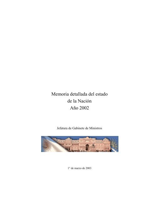 Memoria detallada del - Jefatura de Gabinete de Ministros