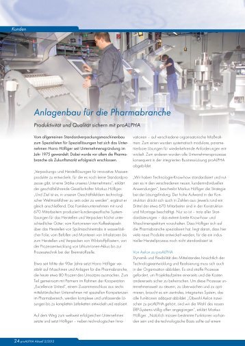 Anlagenbau für die Pharmabranche - proALPHA