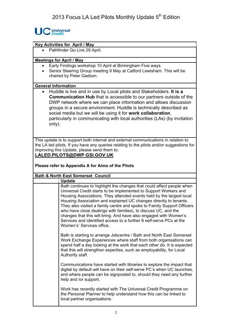 Universal Credit La Update Apr 13