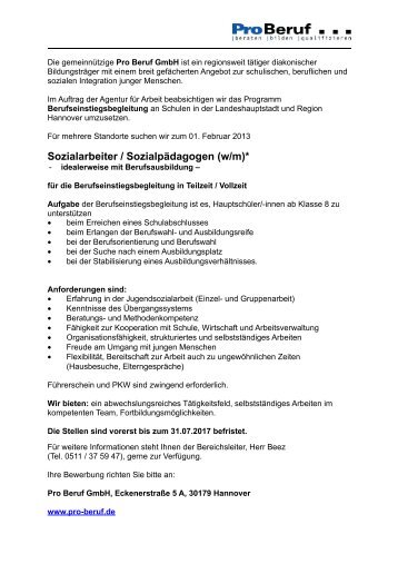 Sozialarbeiter / Sozialpädagogen (w/m)* - Pro Beruf GmbH