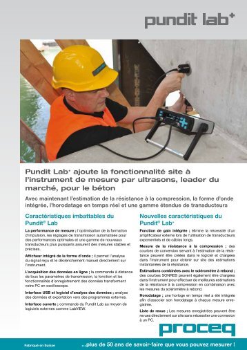 Pundit Lab+ ajoute la fonctionnalité site à l'instrument de ... - Proceq