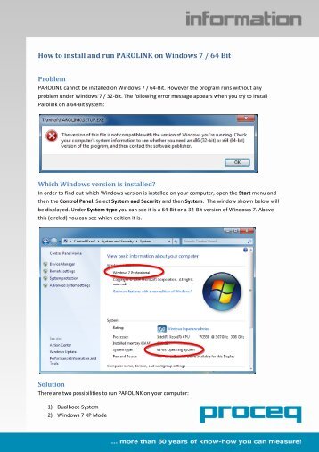 How to install Parolink on Windows 7 64 Bit Version 1 - Proceq