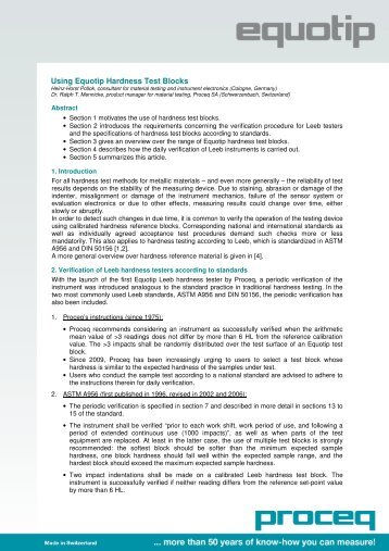 Equotip Using Hardness Test Blocks - Proceq