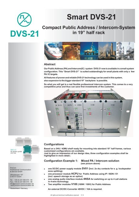 Smart DVS-21 - ProCom Professional Communication and Service ...