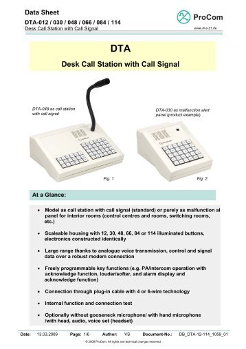 DTA Desk Call Station with Call Signal