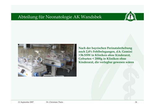 Abteilung für Neonatologie in der Asklepios Klinik Wandsbek