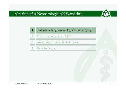 Abteilung für Neonatologie in der Asklepios Klinik Wandsbek