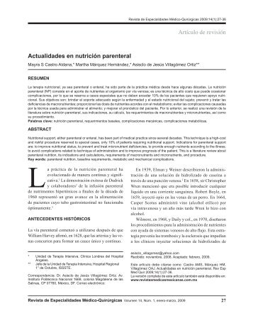Artículo de revisión Actualidades en nutrición parenteral