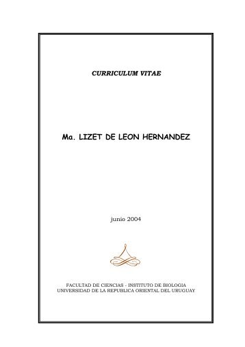 Ma. LIZET DE LEON HERNANDEZ - Sección Limnología - Facultad ...