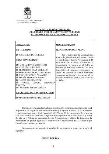 Acta del pleno - Ayuntamiento de Villamanrique de la Condesa