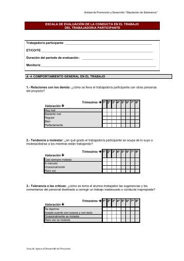 ESCALA DE EVALUACIÓN DE LA CONDUCTA EN EL TRABAJO ...