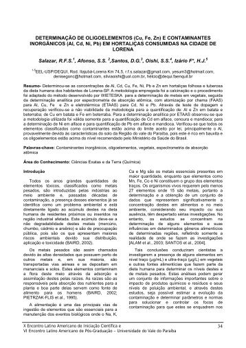 DETERMINAÇÃO DE OLIGOELEMENTOS (Cu, Fe, Zn) E ... - INIC