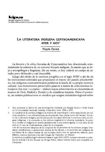 la literatura indígena centroamericana - Repositorio UASB-Digital