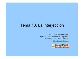 Tema 10. La interjección - RUA