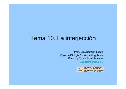 Tema 10. La interjección - RUA